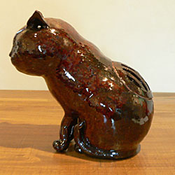 三毛猫　ネコ　陶芸　焼締　作家物　香炉　ハンドクラフト　焼物 三毛猫 ネコ 陶芸 焼締 作家物 香炉 ハンドクラフト 焼物
