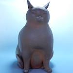 焼締猫陶器